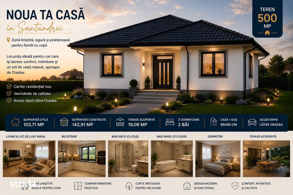 Casă Nouă De Vânzare În Sântandrei – 155.000 € La Cheie