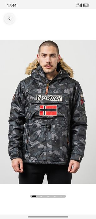 Geographical Norway Подплатено зимно яке Barman с еко пух, Черен/Въглен сиво