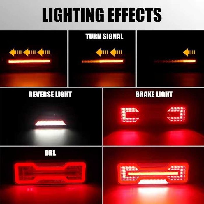 Универсални LED стопове 12V/24V с бягащ мигач комплект 2 броя