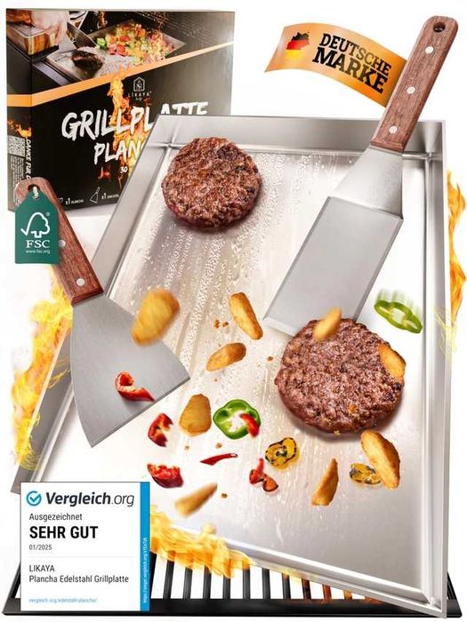 Plita de grătar din inox solid 4 mm ,40x 30 x 2,5 cm universala