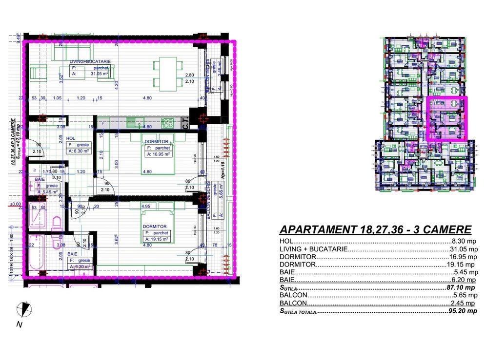 Apartament trei camere ultracentral