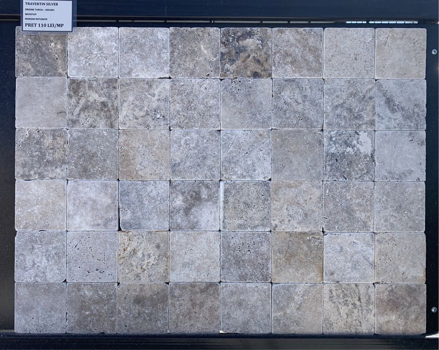 Travertin placaj Silver 10x10x1 Noce 15x15x1 Mix 7,6x15x1