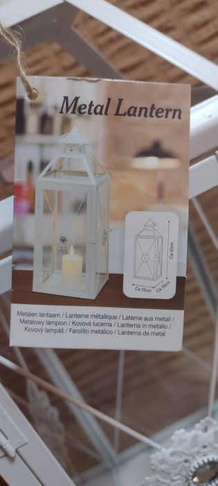Фенер метал, нов, 15/15/42 см, украса, декорация