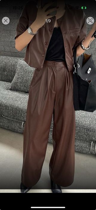 Нов кафяв кожен костюм