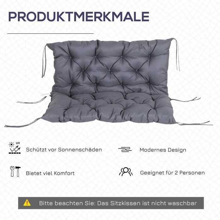 Outsunny възглавница за 2-местна пейка,  100 x 98 x 8 см