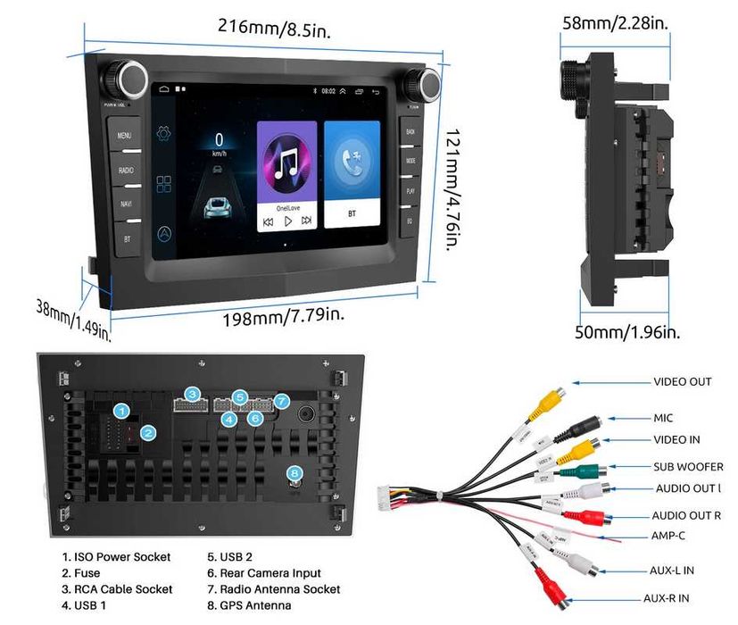 7” 2-DIN мултимедия за OPEL. Android 14, RDS, 64GB ROM, RAM 4GB DDR3