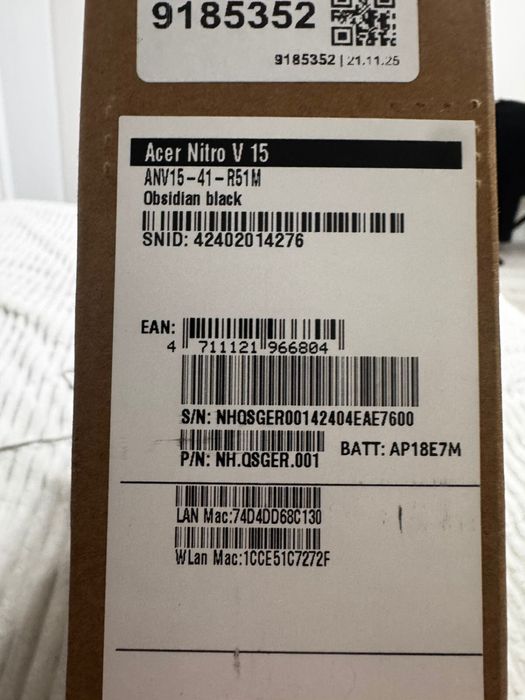 Игровой ноутбук Aser Nitro V15-41