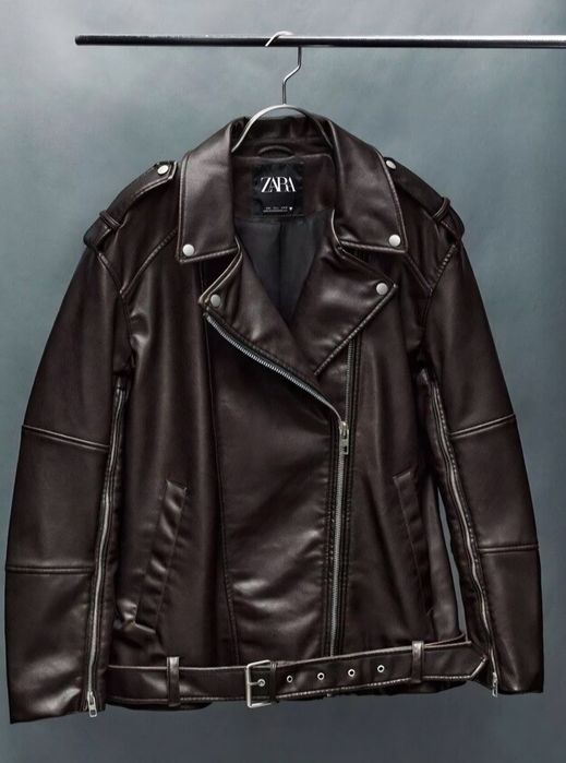 Кожено яке ZARA овърсайз модел