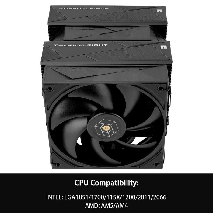 Cooler CPU Procesor Aer PC Desktop Thermalright Royal Pretor 130 Negru 6 heatpipe Ventilatoare Dual PWM AMD AM4 AM5 Intel LGA 1851 1700 1150 1151 2011