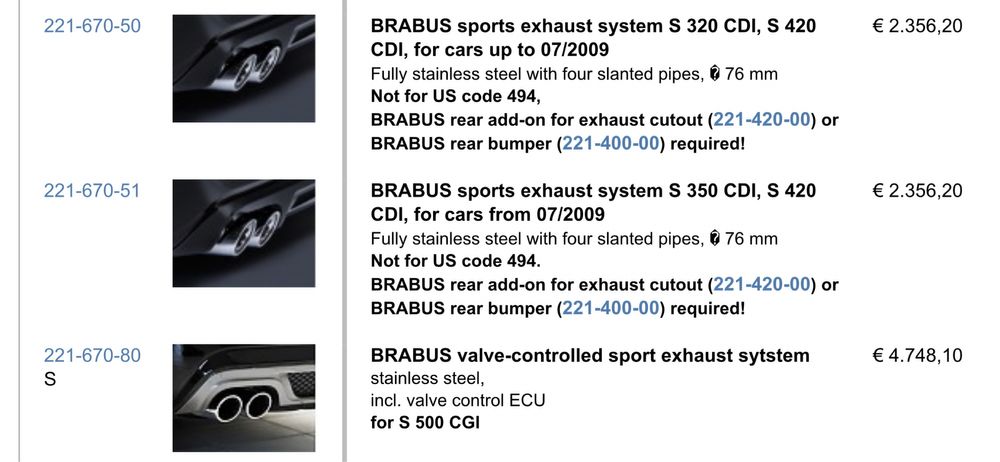 BRABUS генерация за S/Е класа W221