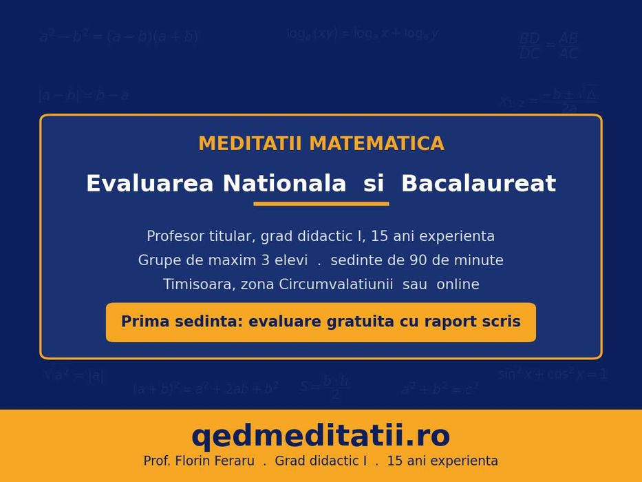 Meditații matematica Timișoara (zona Circumvalațiunii)
