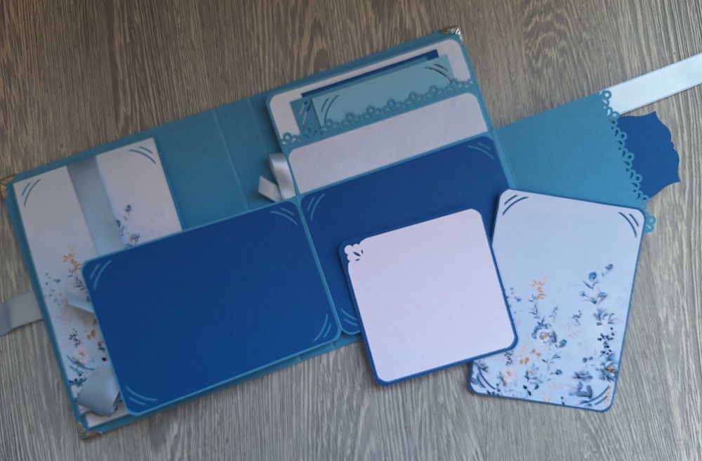 Мини албум "Нежни цветя" в синьо, ръчна изработка /11.47