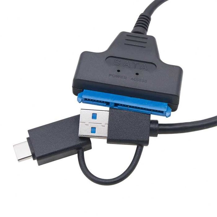 Cablu adaptor USB 3.0 + USB-C la SATA pt HDD / SSD laptop 2.5 inch