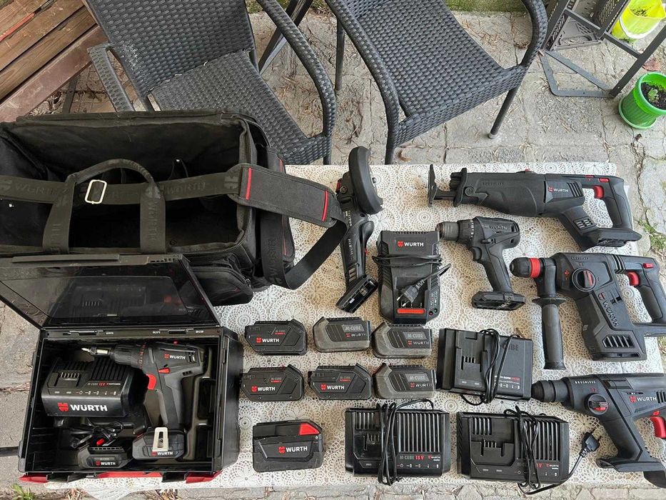 Wurth Вюрт Винтоверт, Ъглошлайф, Перфоратор, Саблен трион, Батерии Сак