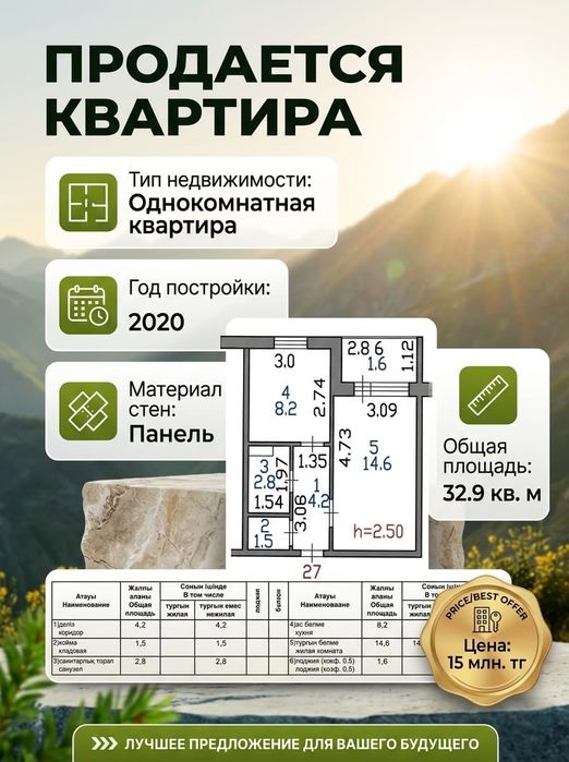 1 комнатная квартира по Жукова