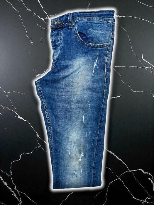 Blugi Denim Slim Fit, Look Casual cu Detalii Uzate – Mărime M