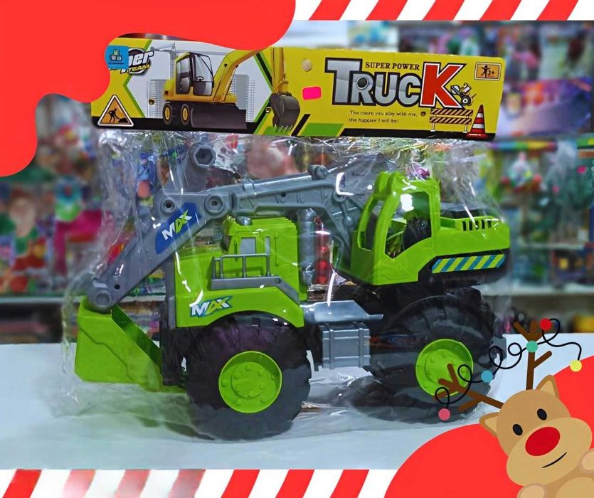 Камион багер зелен/оранжев, голяма строителна машина