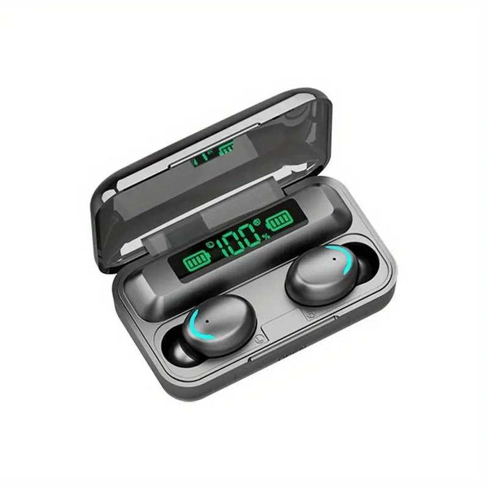 Безжични слушалки F9-5 с Powerbank 3300mAh, Водоустойчиви, Черни