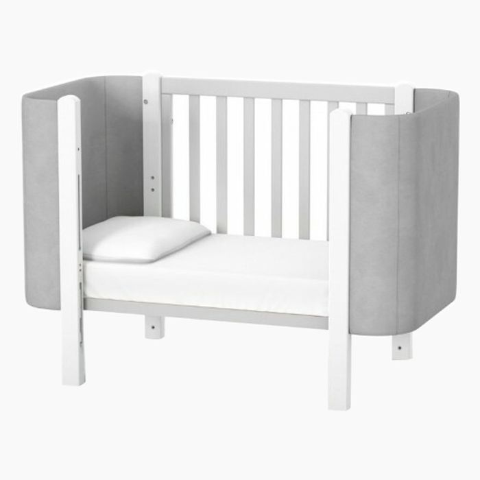 Patut bebelusi lemn masiv Nancy gri 0-6 ani + saltea cocos