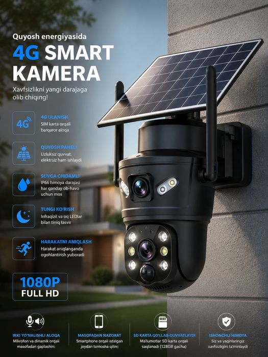4G sim kartali quyosh panel kamera PTZ smart 360 kamera solar camera