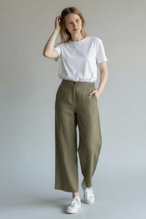 панталон Massimo Dutti в цвят каки
