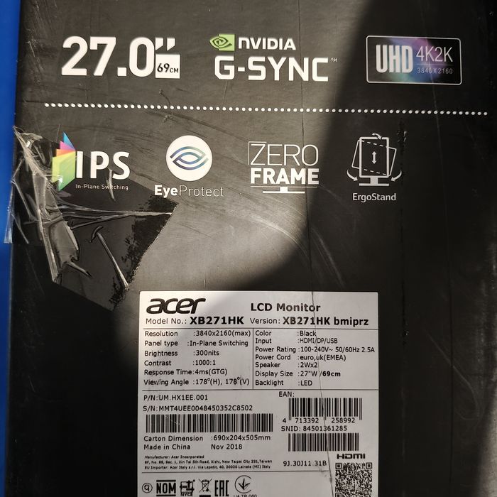 Monitor 27 inch 4k g-sync 60 hz