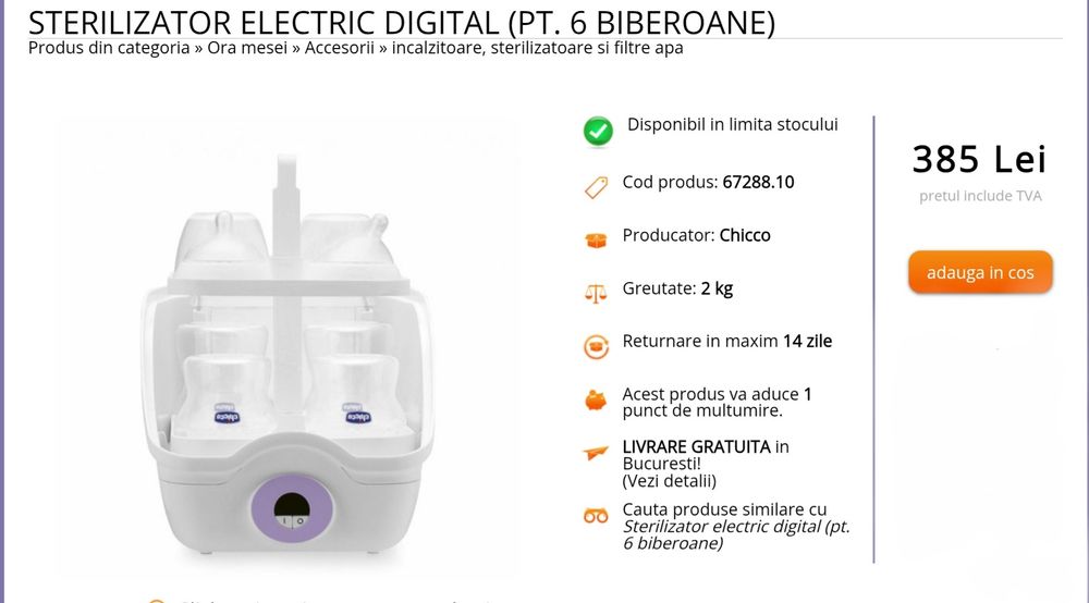Sterilizator electric Chicco