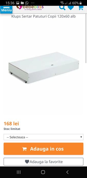 Patut copil cu bufnite si saltea + sertar