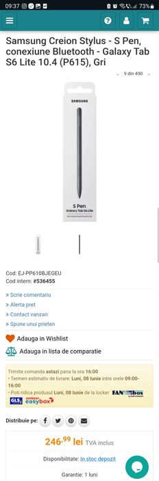 Stylus s6 lite spen creion samsung original