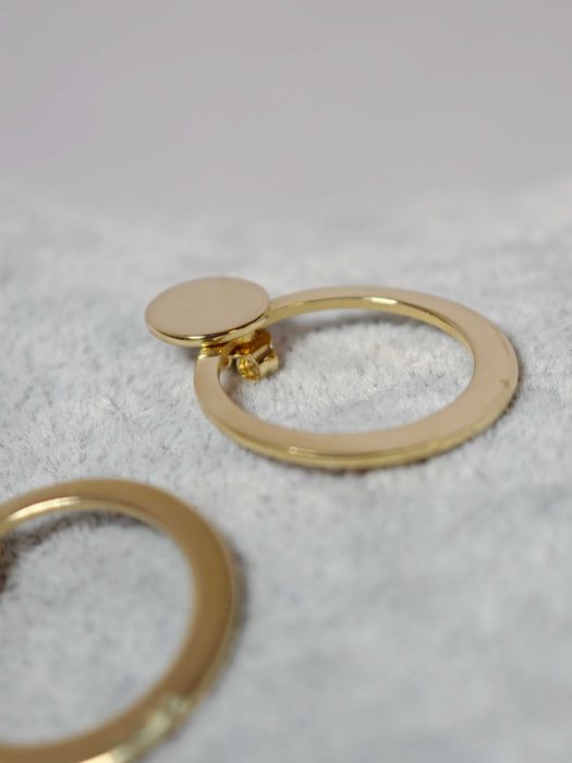 Cercei Eleganți din Aur 14K cu Design Modern – Model Două Cercuri
