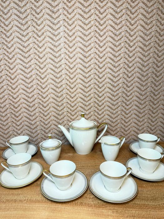 Set de ceai porțelan fin – Bavaria, model elegant cu margini aurii