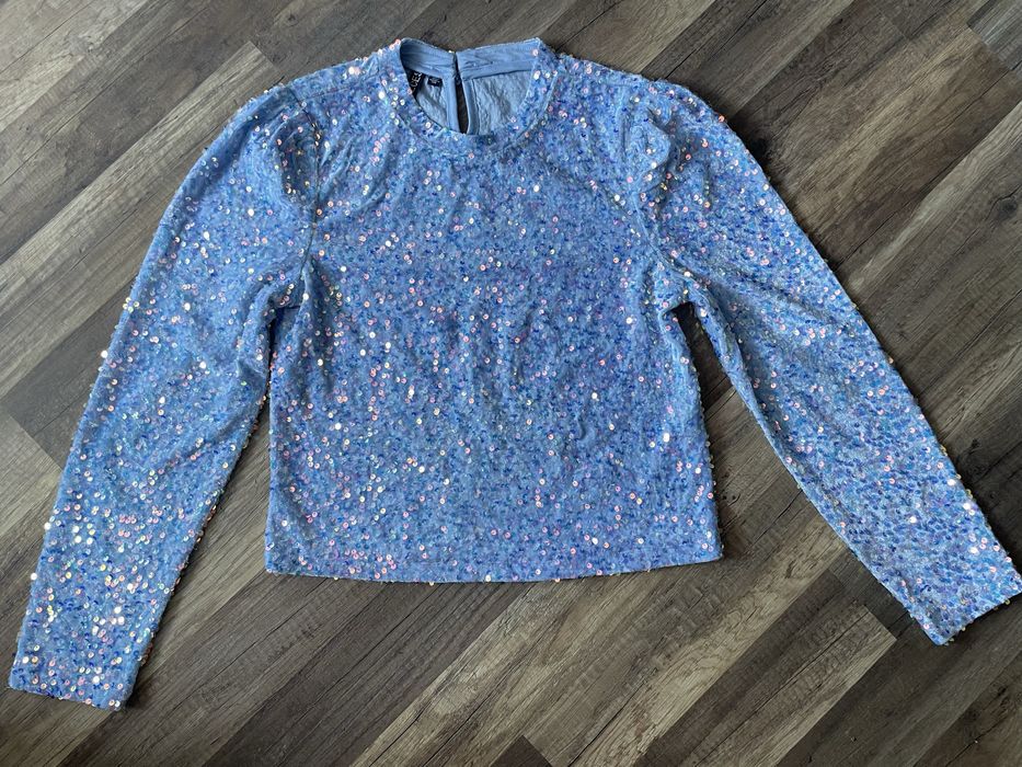 Синя блуза в пайети