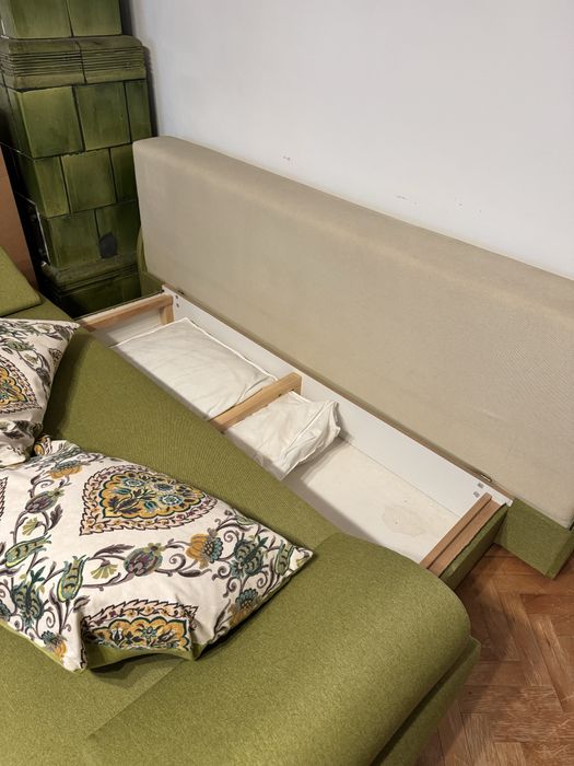 Canapea extensibilă verde & crem