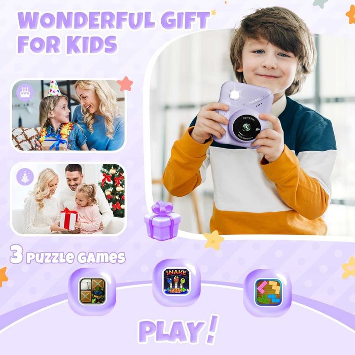 Cameră pentru copii imprimare instantanee + 32GB micro sd