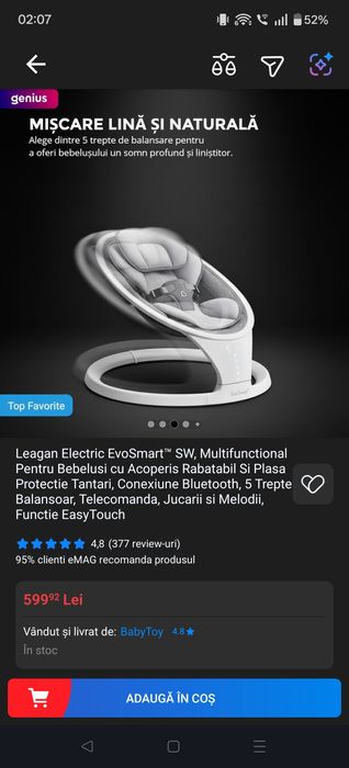 Leagan Electric  EvoSmart™ pentru Bebelusi 0 luni+