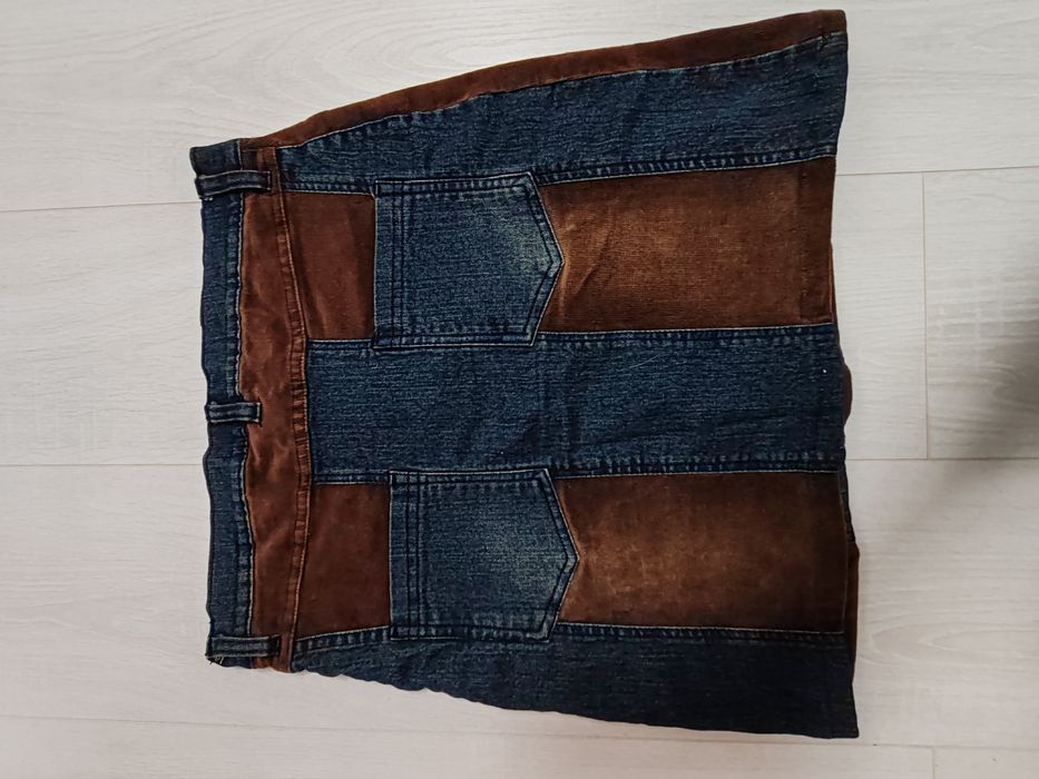 Fustă denim și catifea reiată