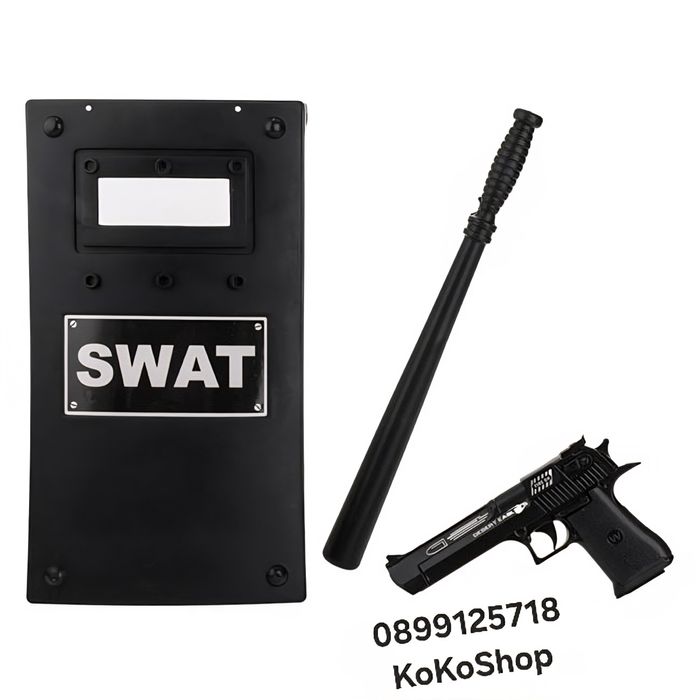 Полицейски щит, палка и пистолет - детски комплект