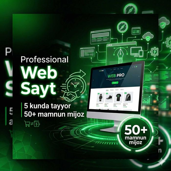 Professional Web Sayt | 5 kunda tayyor | 50+ mijoz | SEO bilan