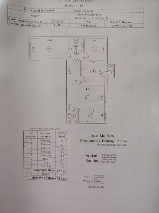 Apartament 4 camere Aleea Imasului