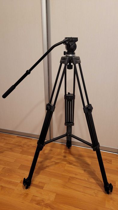 Trepied video profesional inaltime max 190cm/8 kg heavy duty camera aparat foto dslr cap fluid talpica quick release stativ pt streaming podcast nunta