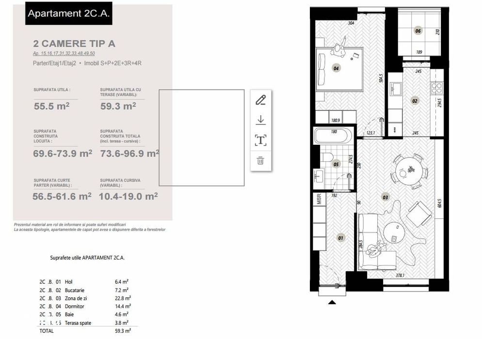 Apartament 2 camere | Rond OMV | 59 mp utili