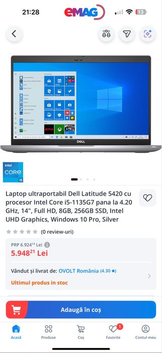 Dell Latitude 5420 i5 16GB 256GB SSD Nou nefolosit baterie 100%