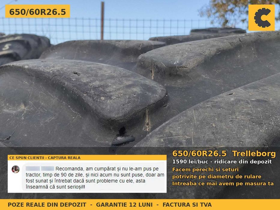 Anvelope Cauciucuri 650/60R26.5 650 60 R26.5 65060265 650 60R26.5 Trelleborg Buldo Incarcator Utilaje Radial SH Second Hand ANVELOPE Garantie 1 An