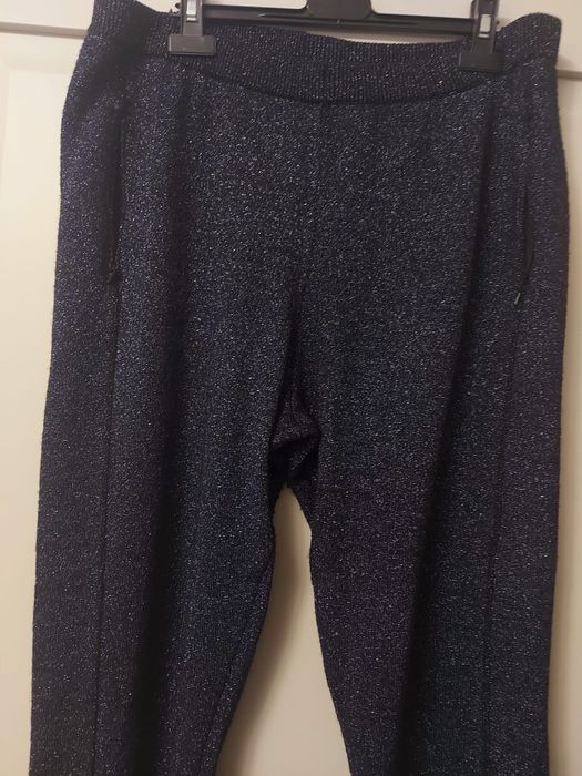 Pantaloni trening cu fir argintiu, lurex