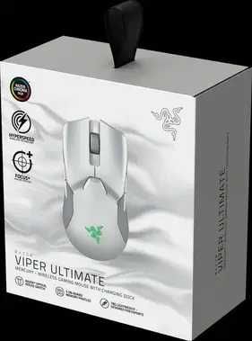 Mouse gaming Razer Viper Ultimate & Dock,RGB, Alb mercury,sigilat