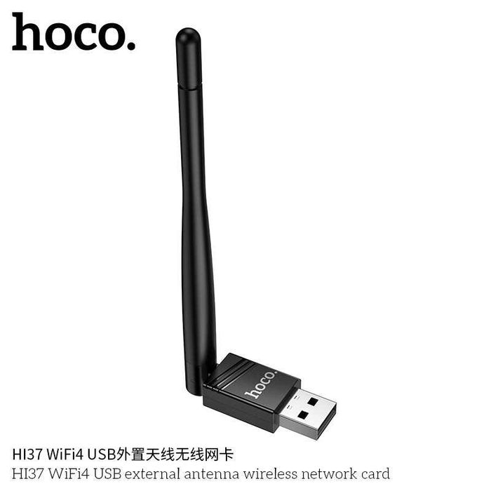 Hoco HI37 WiFi4 USB — внешний USB Wi-Fi адаптер с антенной до 150 Мбит
