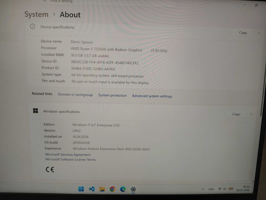 Lenovo Yoga Pro 7 2.8К дисплей / Ryzen 5 7535HS / 16GB DDR5 6400 / 512GB Samsung NVMe / Подсветка