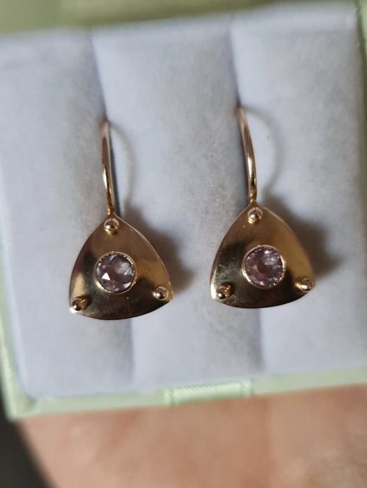 Золотые серьги 583 пробы с александритом