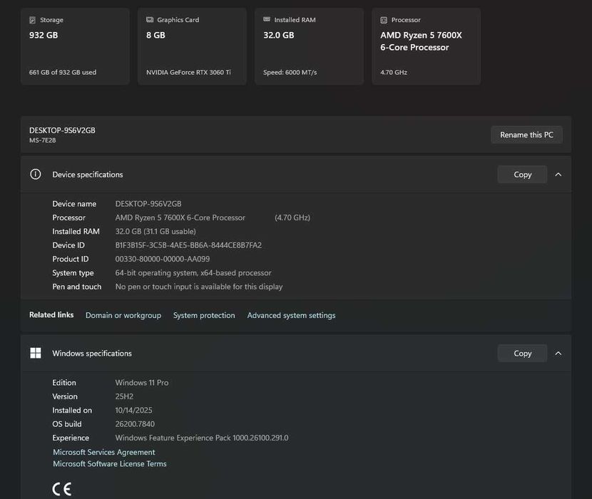 Calculator PC Gaming – RTX 3060 Ti | Ryzen 5 7600X |  | 32GB DDR5
