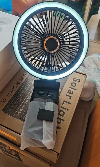 Преносим вентилатор GF12, акумулаторен вентилатор с нощна светлина, б